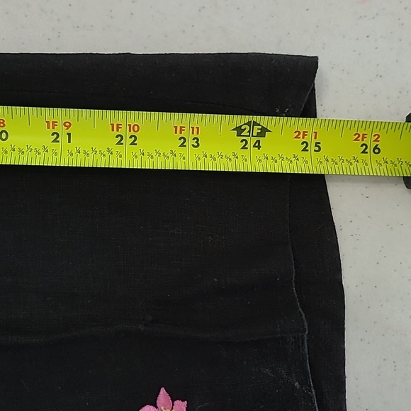 Saint Tropez West Black Linen Pants with Colorful Embroidered Cocktails size 10 - Picture 11 of 12